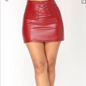 Skrt Skrt Faux Leather Skirt (Red)